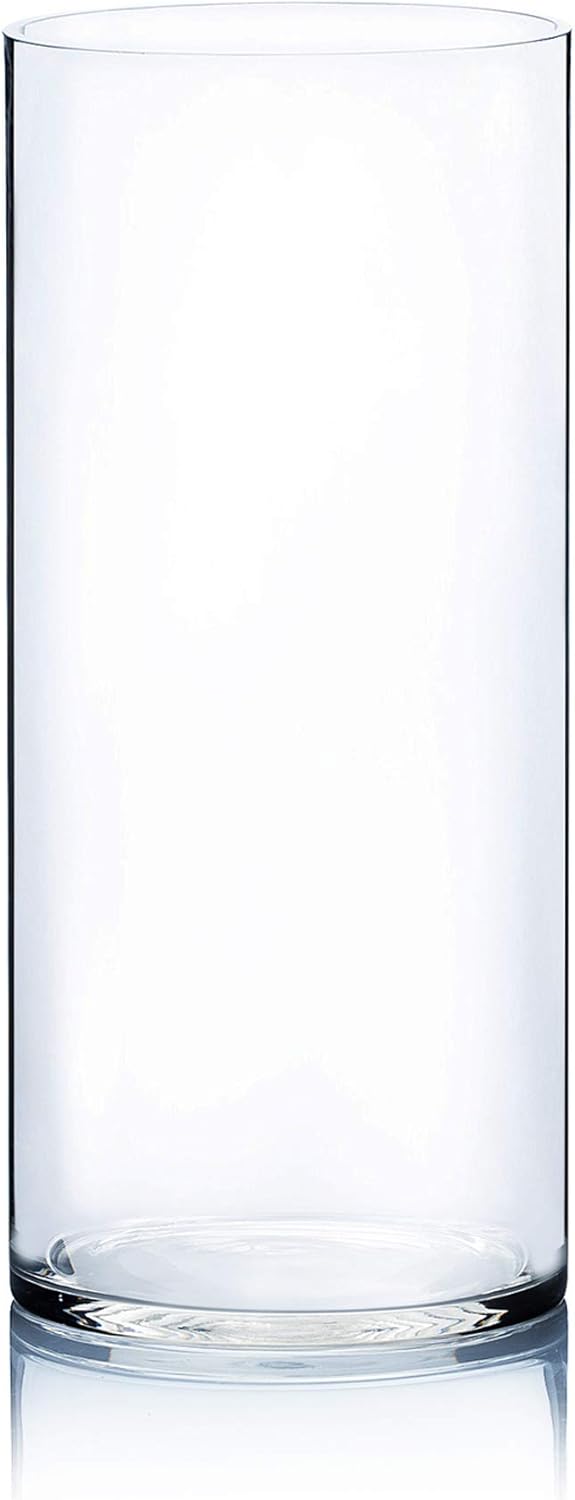 WGV Cylinder Vase, Width 7", Height 16", Clear Wide Large Diameter Flower Glassware, Floral Container, Planter Terrarium for Wedding Party Event, Home Accent Decor, 1 Piece