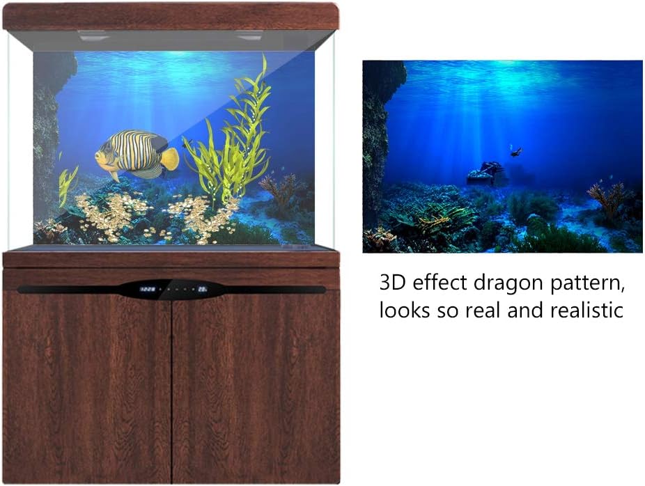 GOTOTOP Fish Background Aquarium Poster 3D Effect Adhesive, Aquarium Background Decoration Seaworld Poster Self-Adhesive Underwater Decor(122 * 46cm)