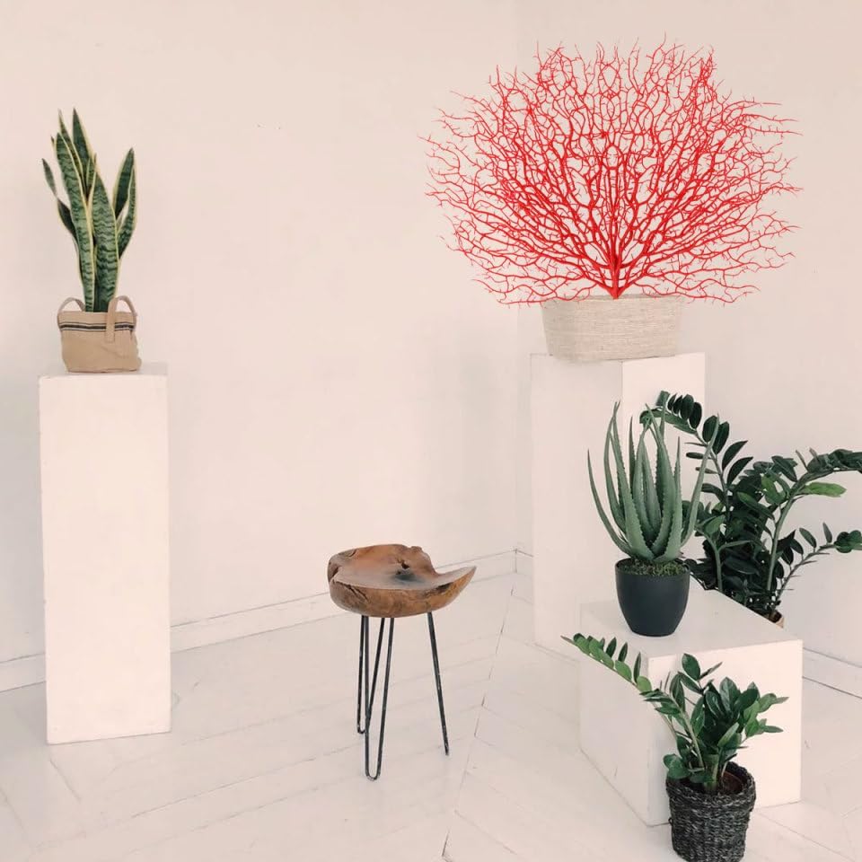 PRETYZOOM Faux Coral Branch Red Peacock Style 18.9In Large Coral Branch for Aquarium Decor and Living Room Wall Decoration