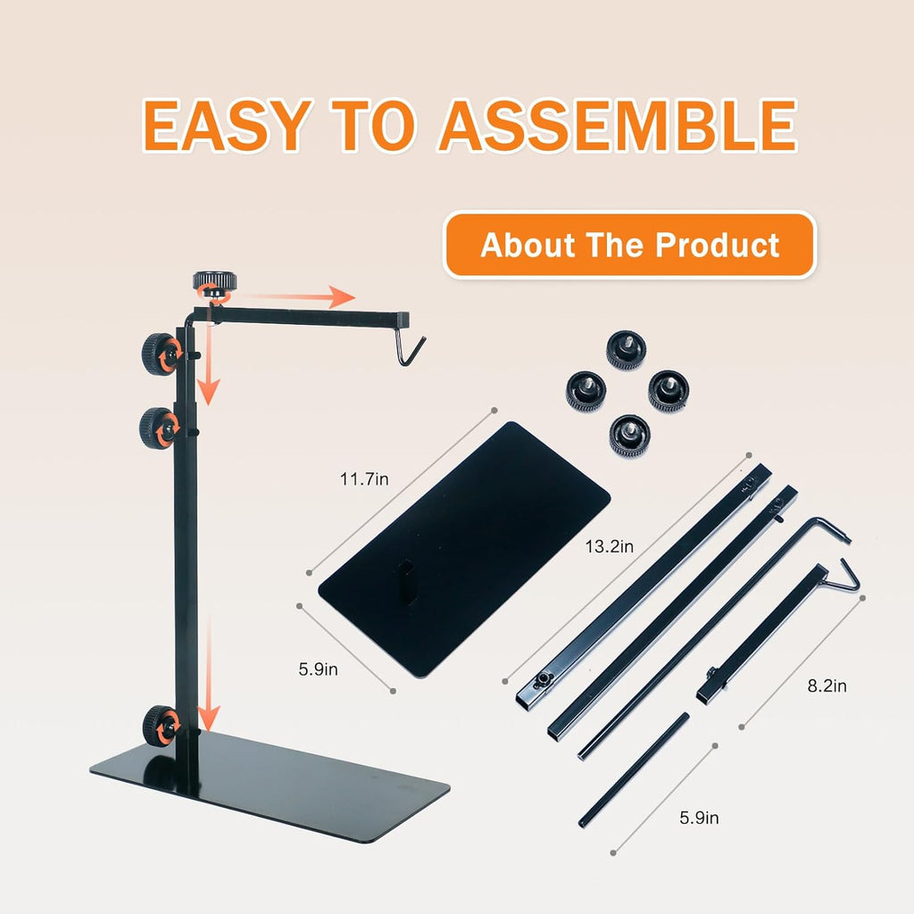 Reptile Lamp Stand, Adjustable 15-35 Inch Floor Light Holder for Heat Lamp & Dome, Metal Bracket for Terrarium Lighting & Heating.