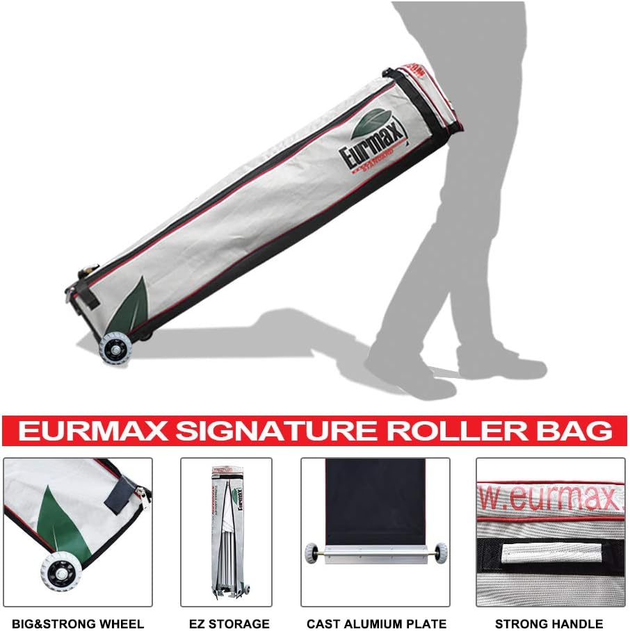 Eurmax USA 10'x20' Pop Up Canopy Tent Commercial Instant Canopies with Heavy Duty Roller Bag,Bonus 6 Sand Weights Bags (Blue)