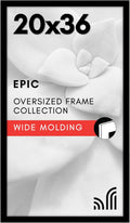 Americanflat 20x36 Poster Frame with Polished Plexiglass - Black Picture Frame - Wide Photo Frames Made of Engineered Wood for Vertical or Horizontal Wall Display - Epic Collection - Black
