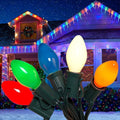 Couah C7 Christmas Lights, 25Ft Ceramic Vintage Christmas Lights with 25 Multicolor C7 Bulbs, Hanging for Xmas Tree Party Backyard Wedding Party Decor- Green Wire