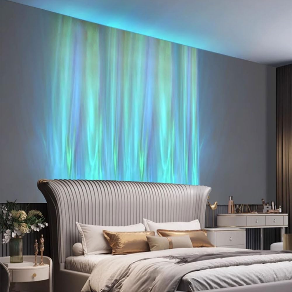 RGBW Ocean Wave Light 32.7'' Dynamic Wave Projector Lamp, APP & Remote Control Ambient Wave Wall Light, Led Waterfall with Music Sync, Aurora Visual for Living Room, Bedroom