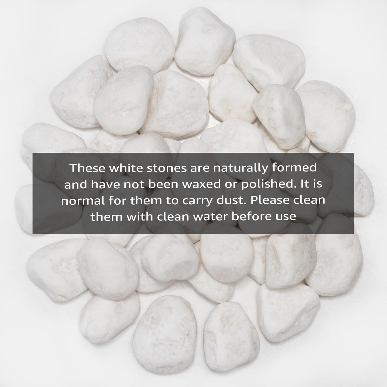 White Natural River Rocks, 1.5-2.5 Inch Decorative Stones for Plants, Garden, and Landscaping – 10LB, Ideal for Fish Tanks, Vases, Crafting, Home Decor, and Outdoor Landscaping