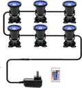 Pond Lights, RGB Color Changing Underwater Halloween Spotlight, Dimmable IP68 Waterproof Submersible Fountain Lights Outdoor Landscape Spot Light (6 in Set)