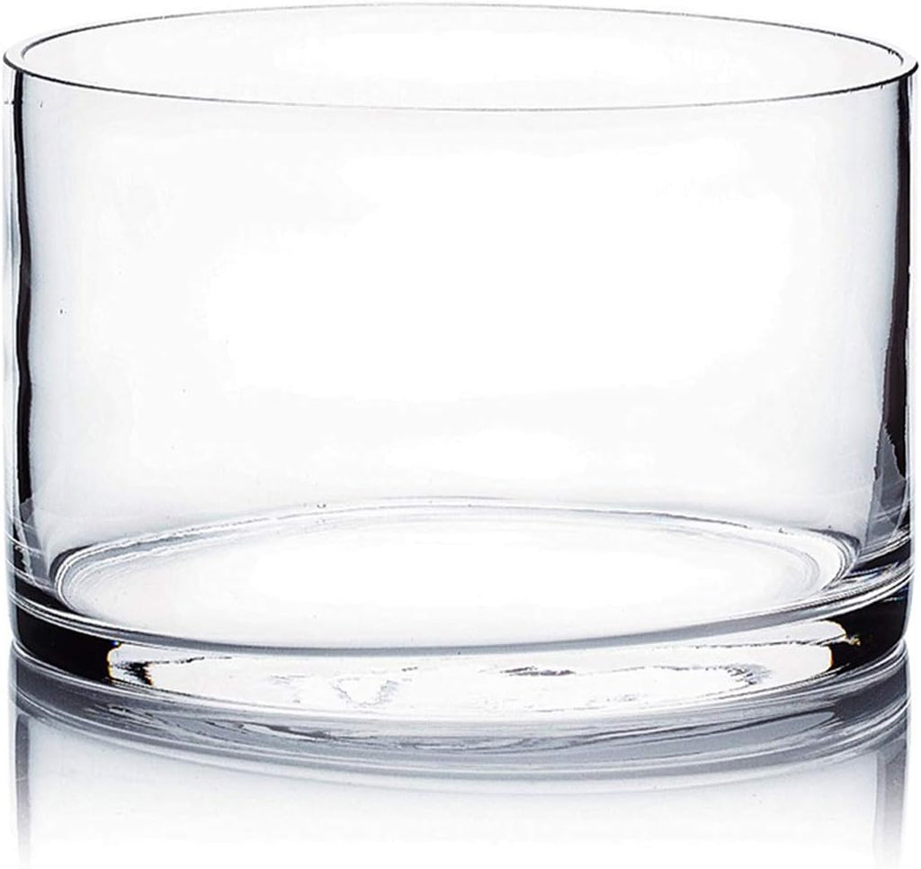 WGV Cylinder Vase, Width 6", Height 4", Clear Glass Container Terrarium Candle Holder for Wedding Centerpiece, Party Event, Home Office Decor, 1 Piece