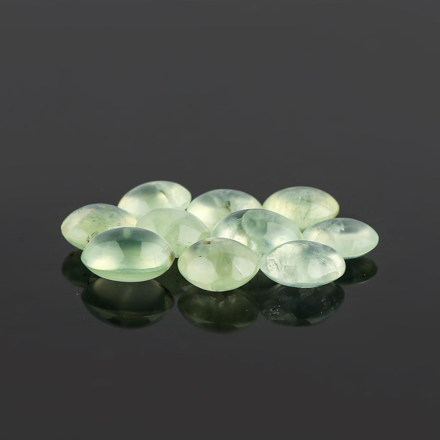 CRYSTALIS AA+ 10pcs Natural Prehnite, Loose Gemstone, Wholesale Bulk Cabochons, Jewelry Making Supply, Chakra Healing Polished Stones, Wire Wrapping, DIY, Gem Collection