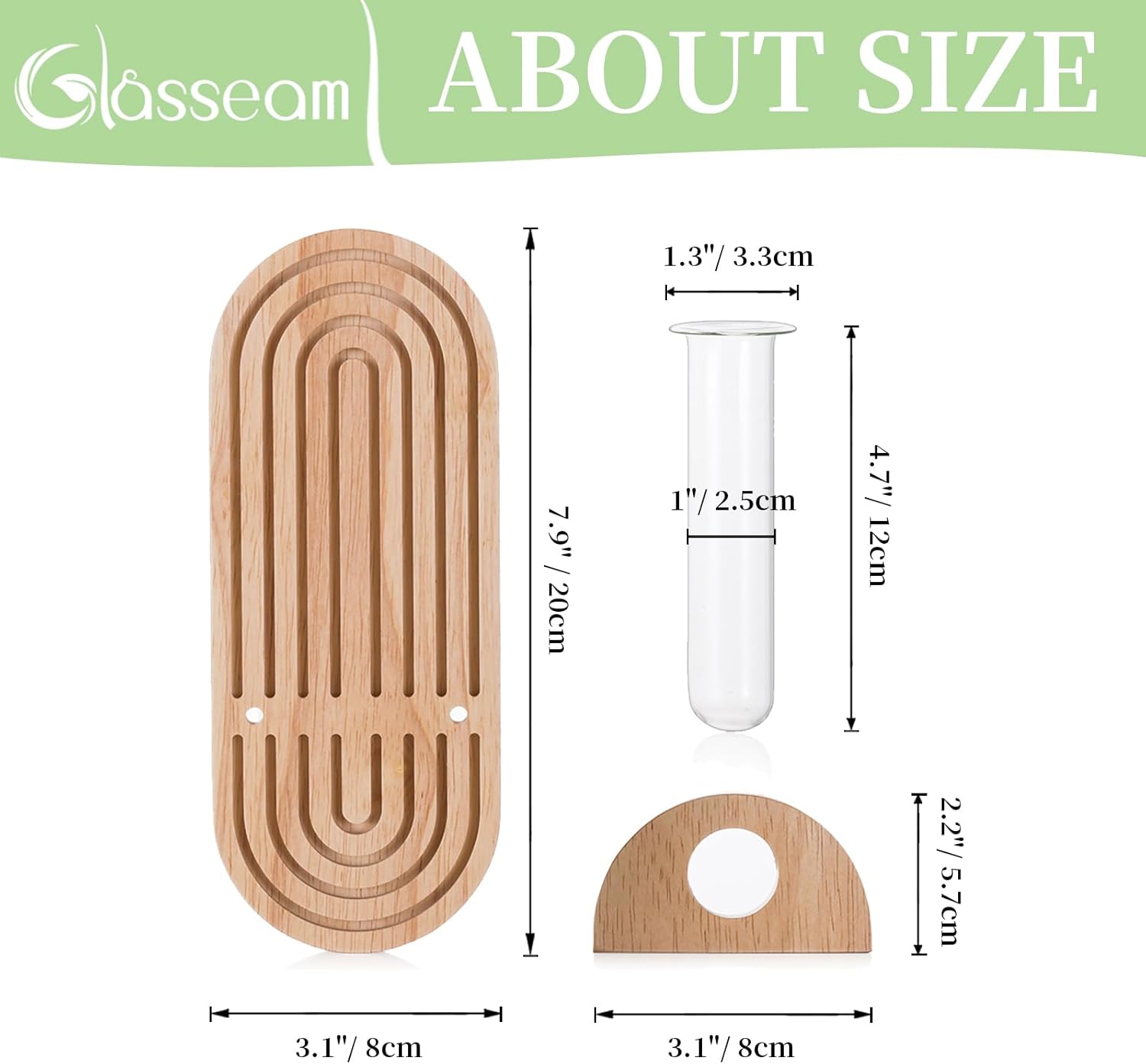 Glasseam Hanging Plant Propagation Stations: Rustic Wall Planter Set of 4 Planters for Indoor Plants Wood Plant Holder Decorative Glass Terrarium Test Tube Propogation Vase for Home Office Decor