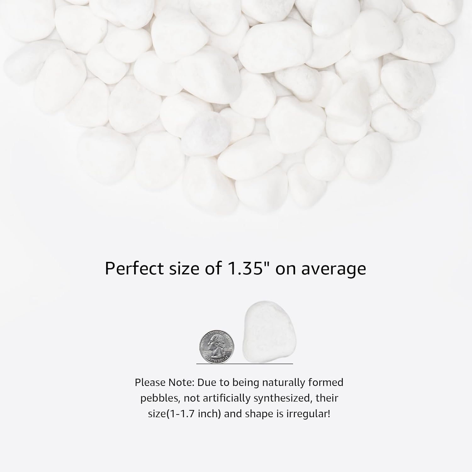 White Natural River Rocks, 1-1.5 Inch Decorative Stones for Plants, Garden, and Landscaping – 40LB, Ideal for Fish Tanks, Vases, Crafting, Home Decor, and Outdoor Landscaping