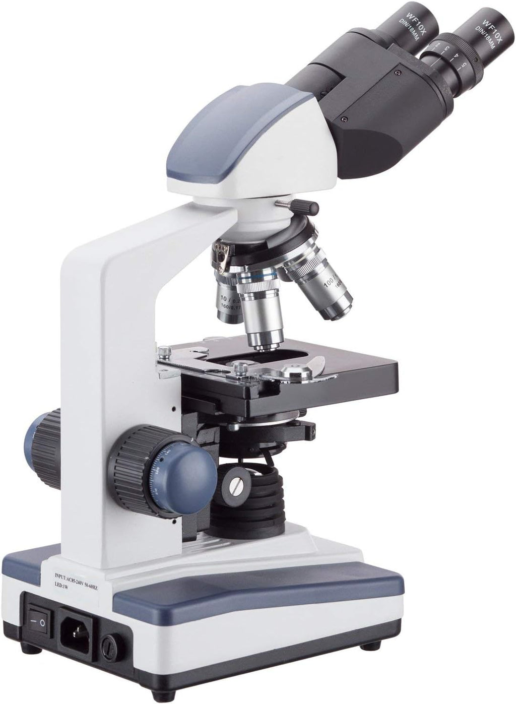 AmScope B120 Series Student & Professional LED Binocular Compound Microscope - 40X-2500X Magnification - Includes 1MP USB Camera & Siedentopf Head