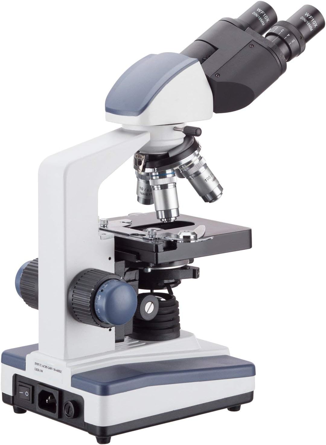 AmScope B120 Series Student & Professional LED Binocular Compound Microscope - 40X-2500X Magnification - Includes 1MP USB Camera & Siedentopf Head