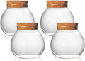 Set of 4 round glass jars with cork lid – 17oz wedding candy jar kitchen jar, perfect for tea, biscuits, cereals, flour, beans, spices, coffee beans etc (4PCS)
