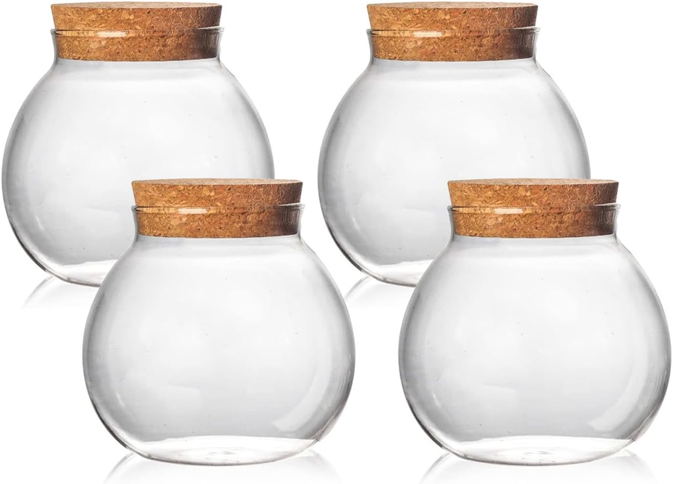 Set of 4 round glass jars with cork lid – 17oz wedding candy jar kitchen jar, perfect for tea, biscuits, cereals, flour, beans, spices, coffee beans etc (4PCS)