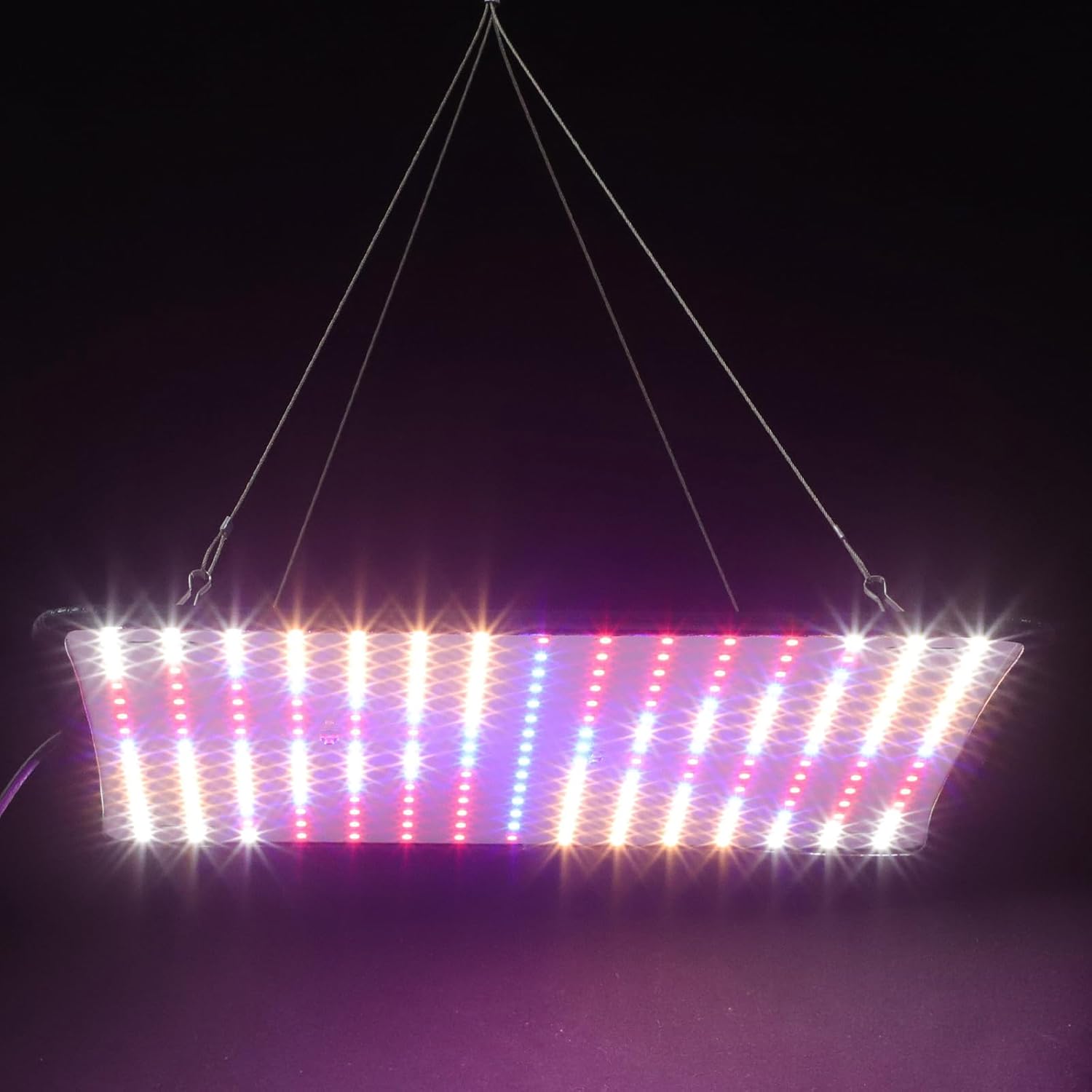 Full Spectrum Hanging Plant Grow Light with Adjustable Red, Indigo, Amber, and White LEDs for Indoor Greenhouse Plants Ultra-Thin Panel with US Plug Promotes Photosynthesis and