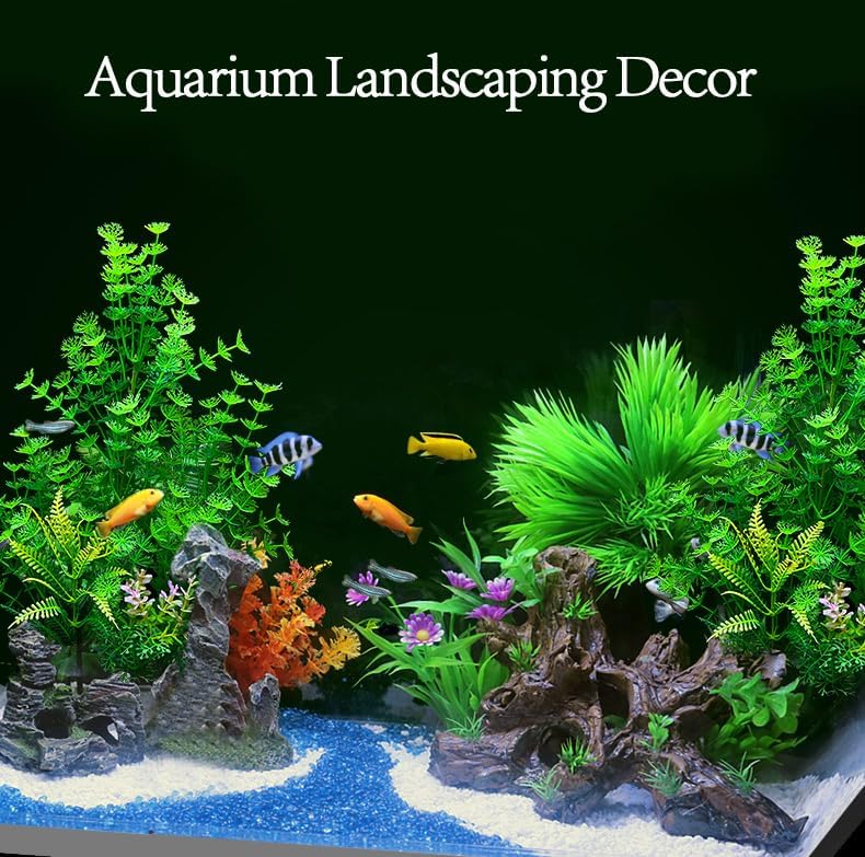 2 Pack Aquarium Decor Plastic Plants Extra Large Artificial Fish Tank Plants Tall Fish Tank Decorations- Green 12" Tall