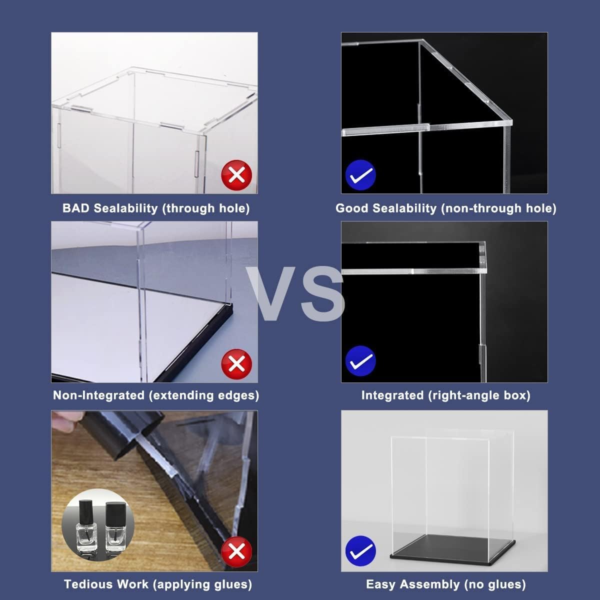 Acrylic Box with Matt Black Base, Simple Self-Assembly Display Case, 14'' Tall Case with Lid for Collectibles, Toys and Jewelry (10x10x14 inch)