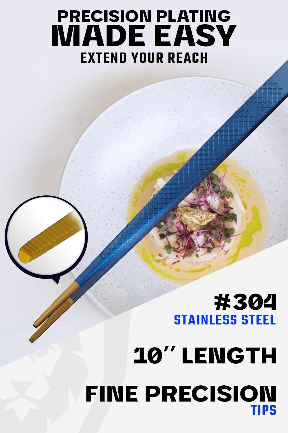 Dalstrong Chef Tweezers Professional Kitchen Tongs-10 high-precision Tweezer Tongs for Cooking - Stainless Steel Blue w/vTitanium Coating-BBQ, Plating, Multi-use