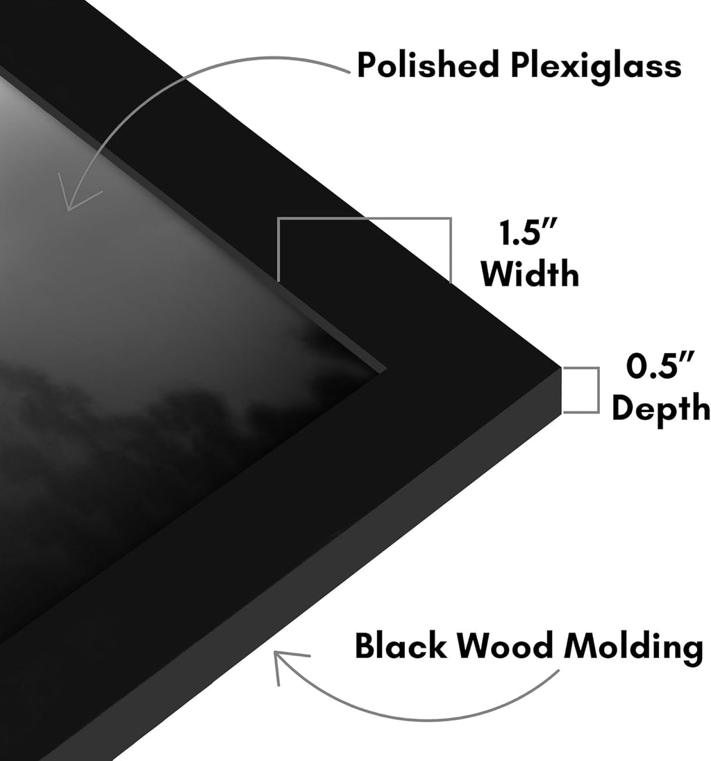 Americanflat 15x21 Picture Frame with Polished Plexiglass - Black Picture Frame - Wide Photo Frames Made of Engineered Wood for Vertical or Horizontal Wall Display - Epic Collection - Black