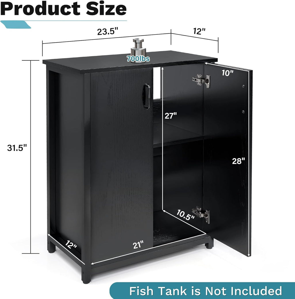 TC-HOMENY 10-20 Gallon Fish Tank Stand, Aquarium Stand with Power Outlets, 700LBS Capacity, Fish Tank Table with Storage Cabinet, Aquarium Table for Reptile Terrarium Stand (23.5" x 12" x 31.5'')