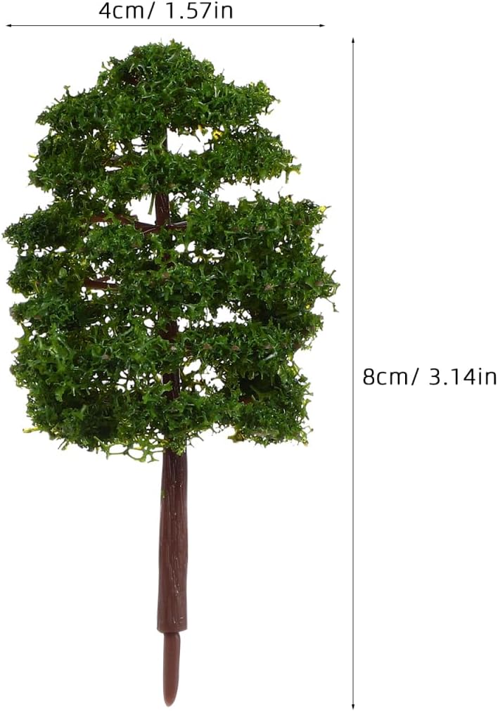 jojofuny Miniature Trees for Crafts - 20Pcs Mini Trees for Crafts, Train Scenery Railroad Architecture, Plastic Green Modle Plants for Diorama, 3.1" x 1.5"