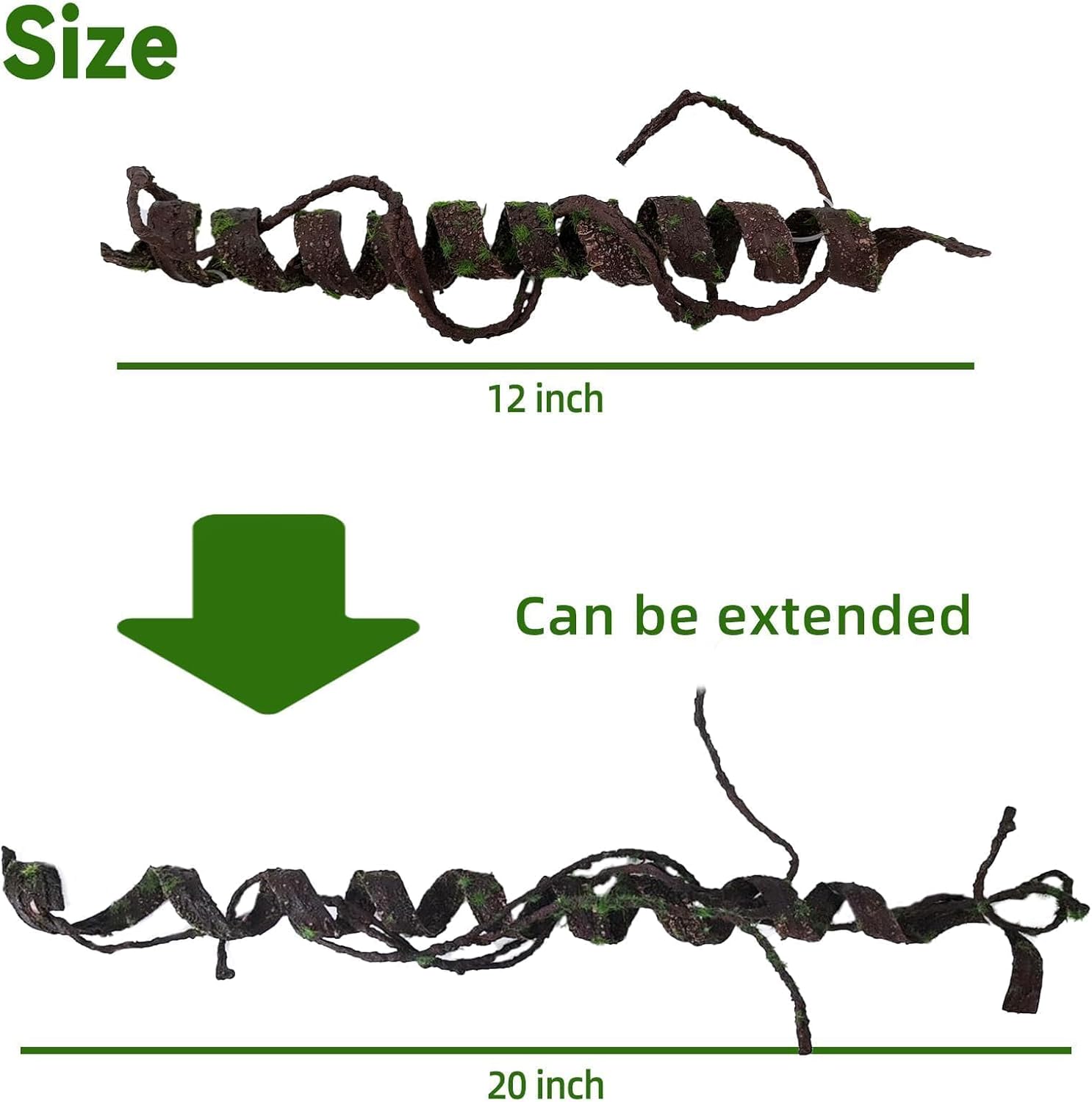 BNOSDM Reptile Jungle Vines with Leaves,Flexible Reptile Climbing Vines Branch,Chameleon Bendable Plants Tank Accessories,Pet Habitat Decor for Bearded Dragon,Snakes,Geckos,Lizards