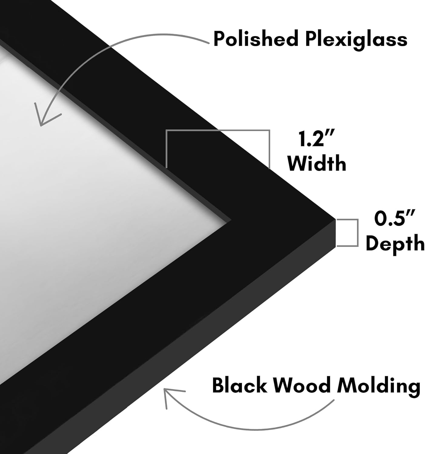 Americanflat 18x32 Poster Frame with Polished Plexiglass - Black Picture Frame - Wide Photo Frames Made of Engineered Wood for Vertical or Horizontal Wall Display - Epic Collection - Black