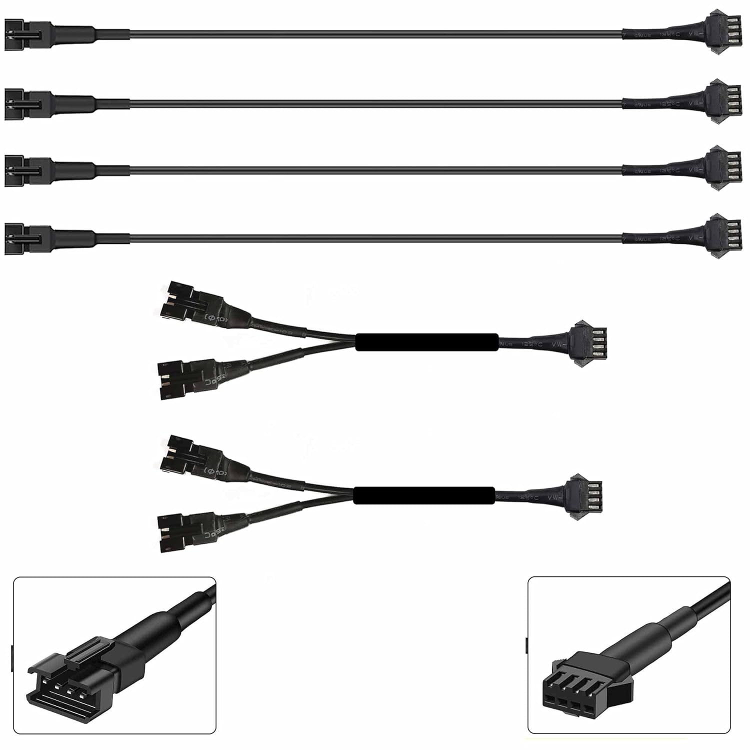4PC 36in/90CM RGB LED Extension Cable With 2pcs 1-2 way spiltter Y cable,Rock Light Extension Wire,Neon Underglow Wire Cable Extension Kit for ATV Car Motorcycle Accent Light Strips Rock Lights