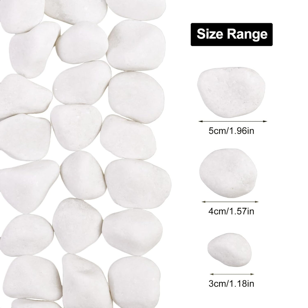 20Ib Snow White River Rock-Decorative Stones-Pebbles for Indoor Plants-Rocks for Outdoor Landscaping 1-2 inch High Polished Stones for Aquarium, Home Decor,Garden Decor