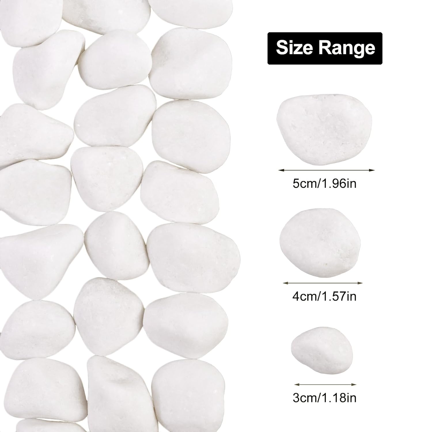 20Ib Snow White River Rock-Decorative Stones-Pebbles for Indoor Plants-Rocks for Outdoor Landscaping 1-2 inch High Polished Stones for Aquarium, Home Decor,Garden Decor