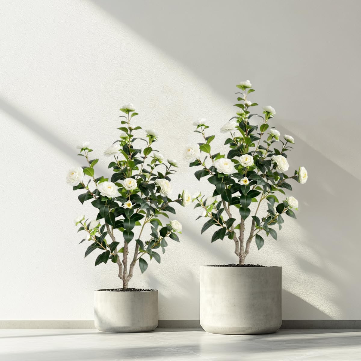 Artificial Camellia Tree 3.4ft Fake Trees pseudophyte (2, White)
