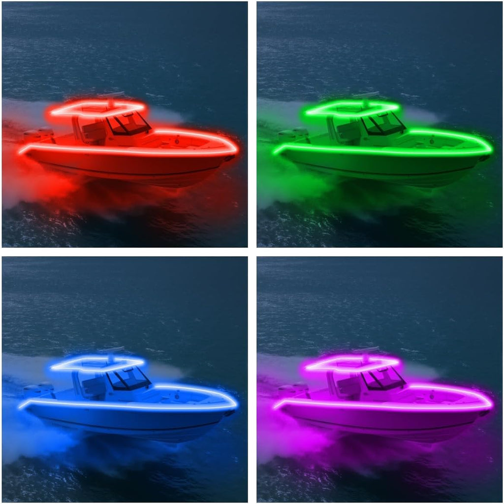Boat Strip Lights Waterproof 50FT, 12v RGB Marine Pontoon Boat Lights, Boats Interior Deck Cabin Light, Night Fishing Lighting for Jon Bass, Yacht, Kayak, RV