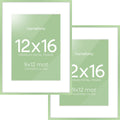 Homeforia 12x16 Sage Green Picture Frame, High End Metal 12x16 Poster Frames with Mat 9x12 Photo, 12 x 16 Sage Green Frame Matted to 9 by 12 Art, 16x12 Thin Frames, Tempered Glass, Wall Kit, Set of 2