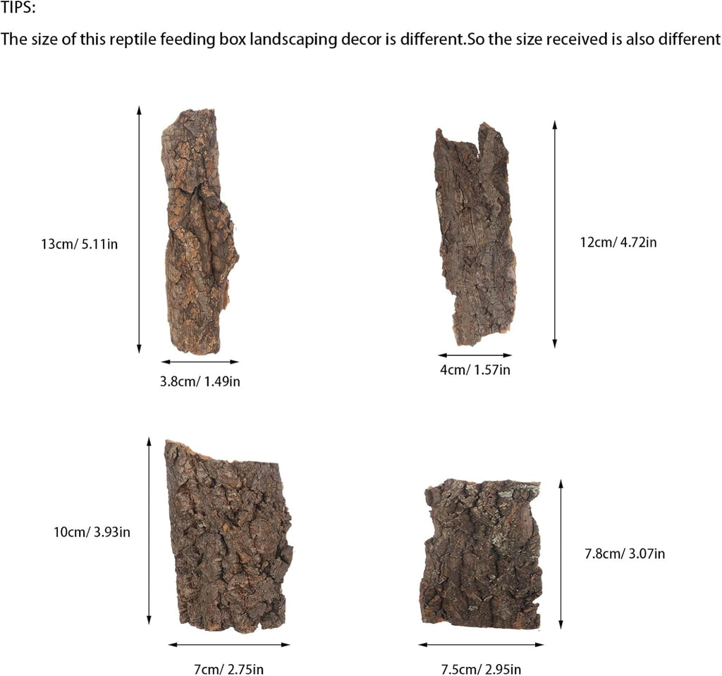 4pcs Natural Cork Bark Bits Reptile Bark Bedding Flat Cork Bedding Terrariums Substrate for Snake Spiders Bearded Dragons Frogs Tank Supplies