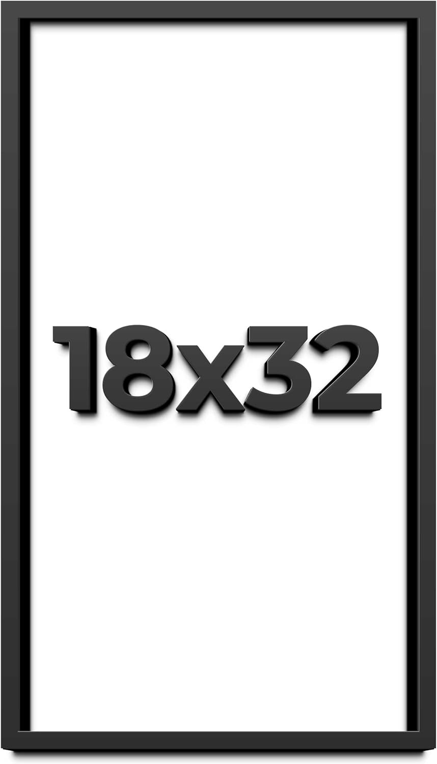 18x32 Shadow Box Frame Black | 1 Inch Deep Solid Wood Shadowbox Display Frame | UV Resistant Acrylic Plexiglass, Acid Free Backing, and Hanging Hardware | Dugan Picture Frame Style