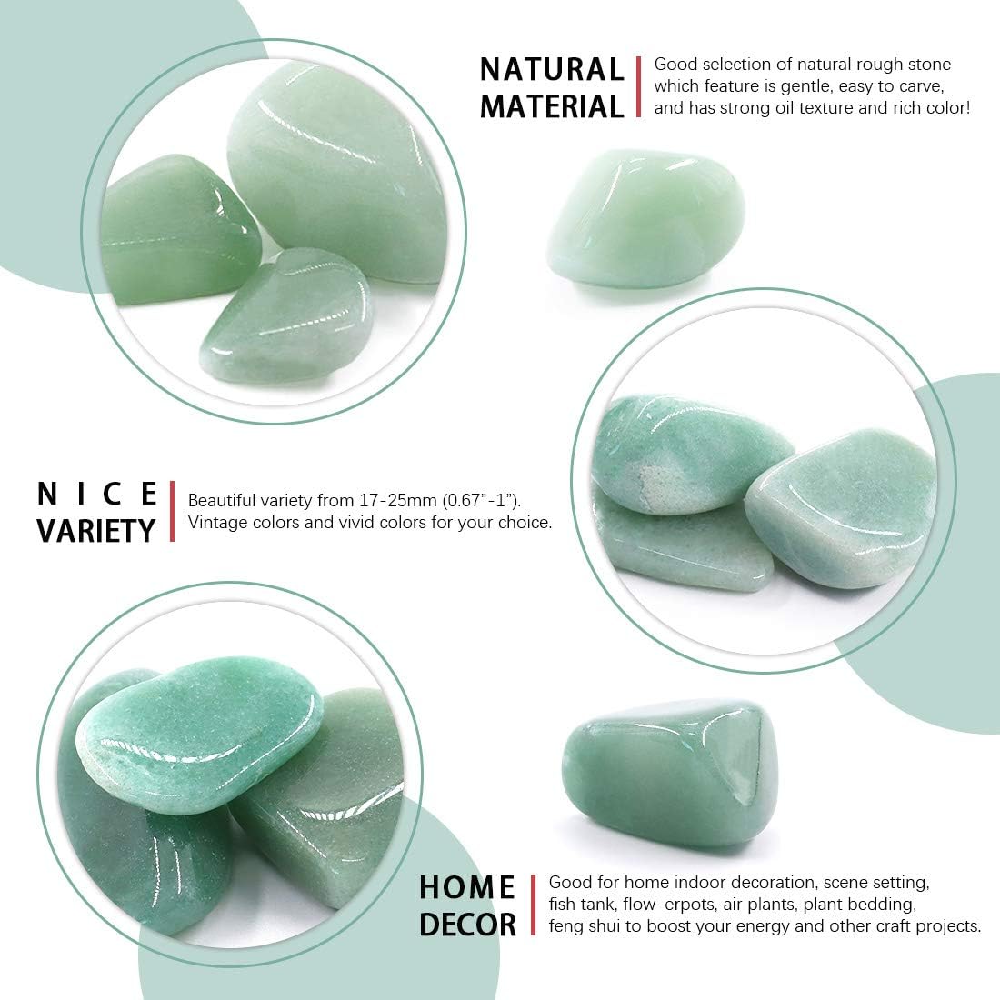 Hilitchi 1lb Bulk Large Natural Tumbled Polished Brazilian Stones Gemstone Healing Crystals Quartz for Wicca, Reiki, and Energy Crystal Healing (Green Aventurine About 1lb/450g/16oz/bag)