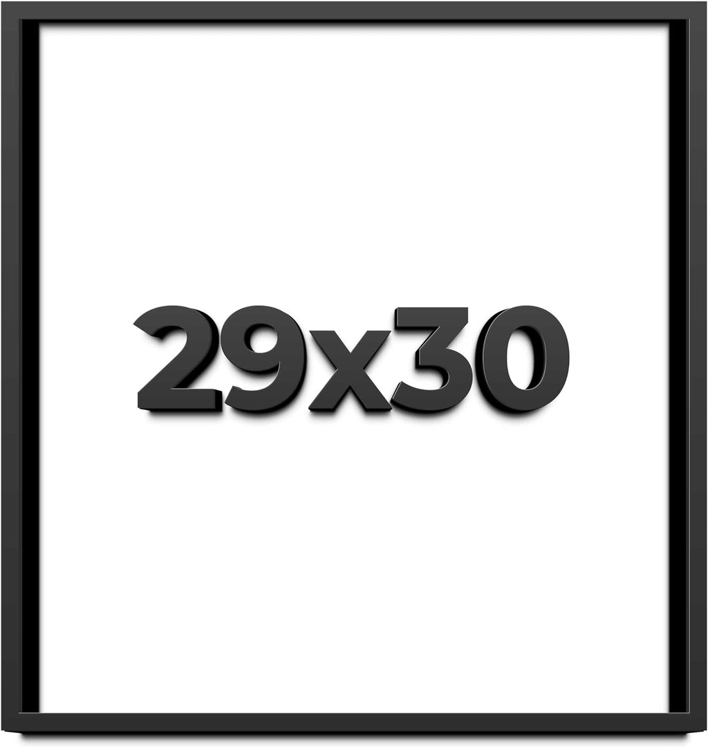 29x30 Shadow Box Frame Black | 1 Inch Deep Solid Wood Shadowbox Display Frame | UV Resistant Acrylic Plexiglass, Acid Free Backing, and Hanging Hardware | Dugan Picture Frame Style