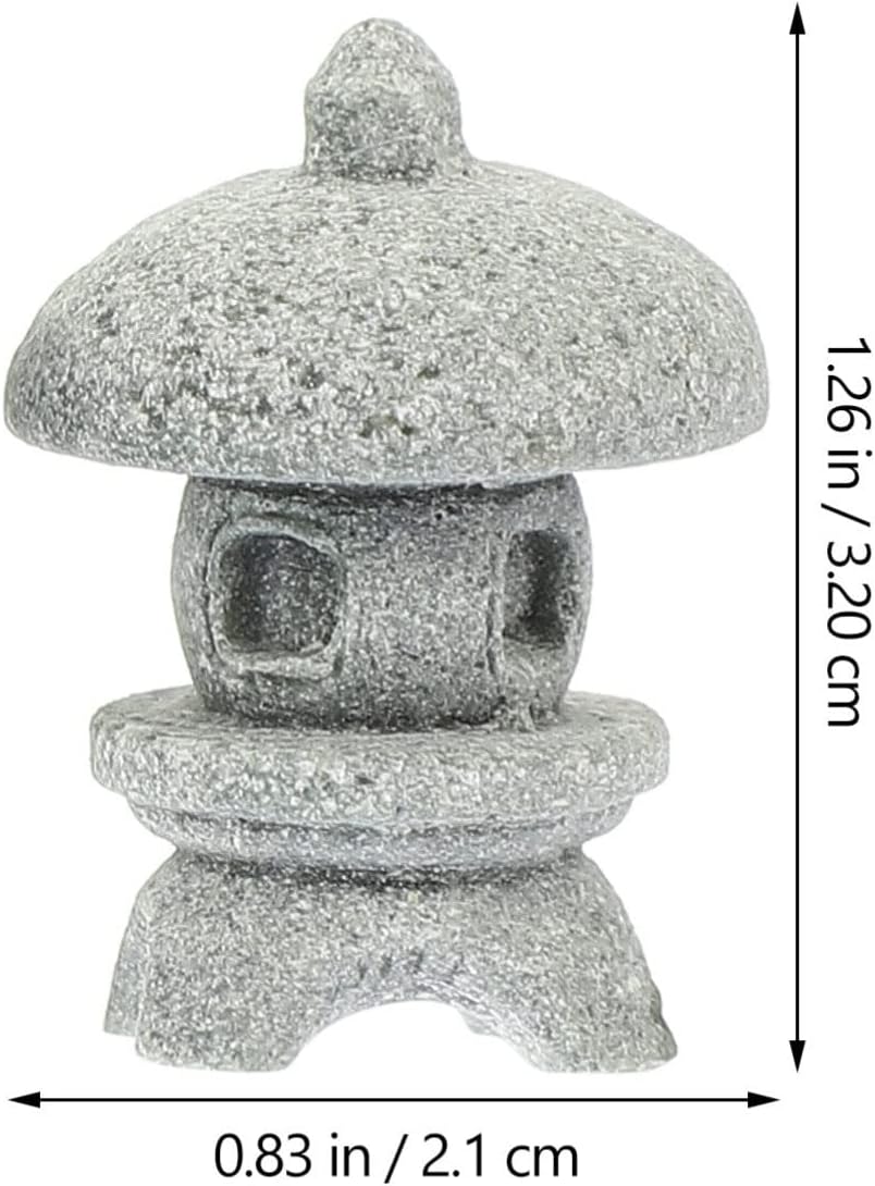 Yardwe Miniature Pagoda Statue 4Pcs Japanese Lantern Stone Statues for Zen Garden Micro Landscape and Fish Tank Decoration