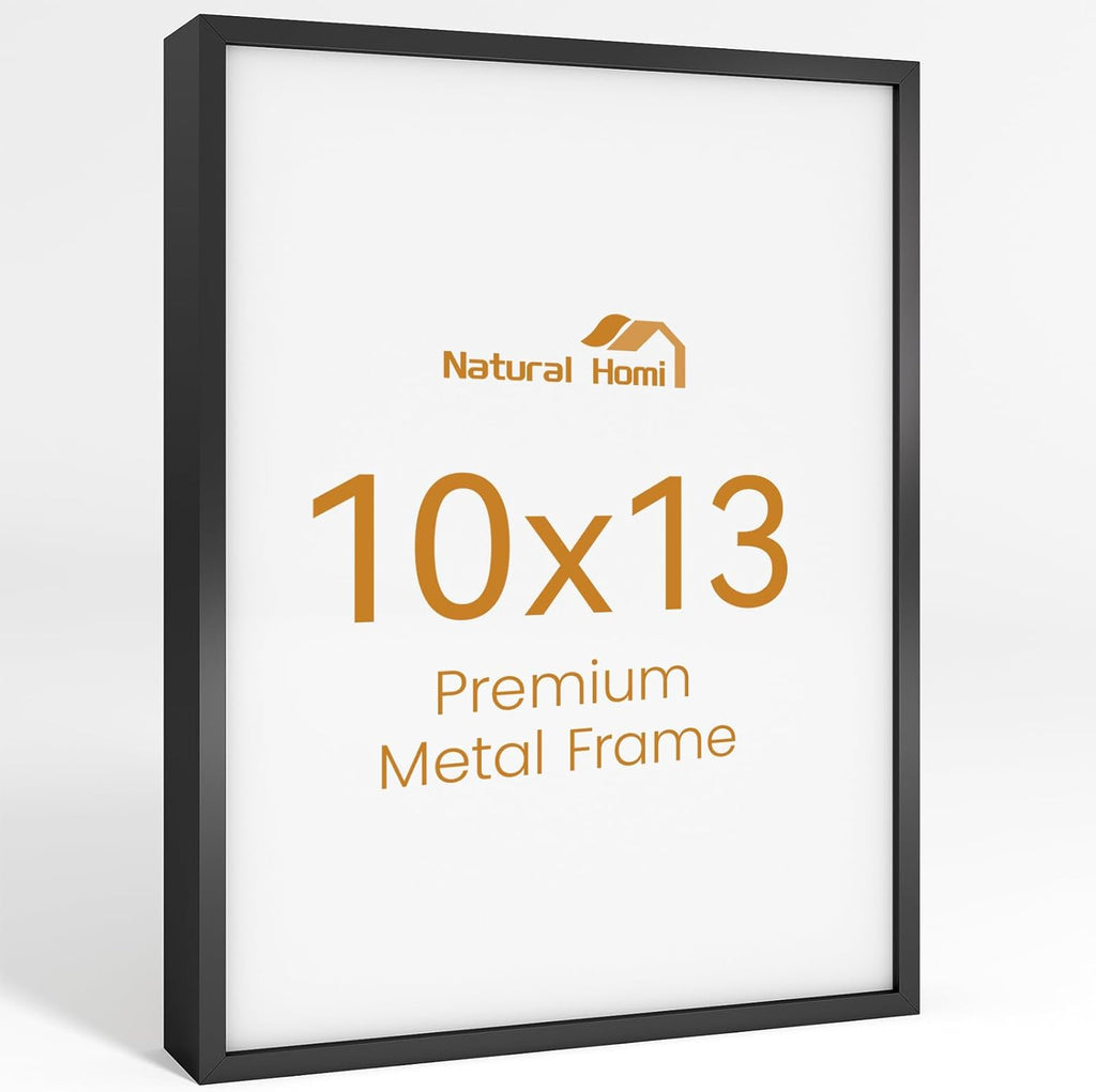 10x13 Aluminum Metal Picture Frame,Tempered Glass Black Photo Frame 10x13 for Family Photo,Posters,Art,Document to Wall Mount Horizontally or Vertically