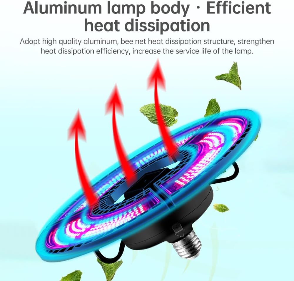 Buachois Grow Lights for Indoor Plants, 360 LED Full Spectrum Red Blue LED Plant Growing Lamps with E27 Base,Height Adjustable Plant Stand for Flowers Vegetables Growth
