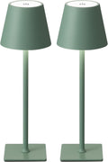 KDG 2 Pack Cordless Table Lamp,Portable LED Desk Lamp, 4000mAh Battery Operated, 3 Color Stepless Dimming Up, for Restaurant/Bedroom/Bars/Outdoor Party/Camping/Coffee Shop Night Light(Green)