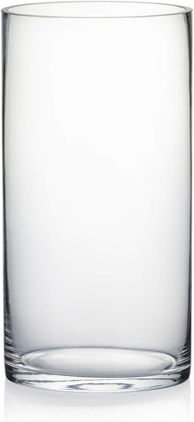 WGV Cylinder Glass Vase, Width 6", Height 12", [Different Heights Available] Clear Container Terrarium for Wedding Centerpiece, Party Event, Home Decor, 1 Piece