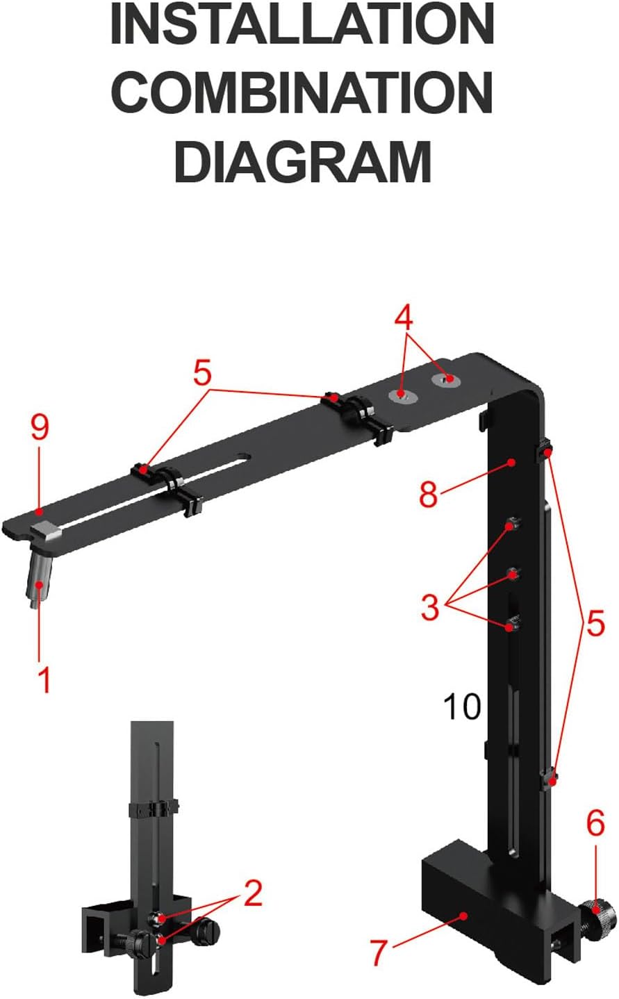 YOUTHINK Fish Container Light Bracket, Aluminum Alloy Aquarium Light Holder Professional Adjustable Height Lamp Stand for Hanging Lamp (Black)