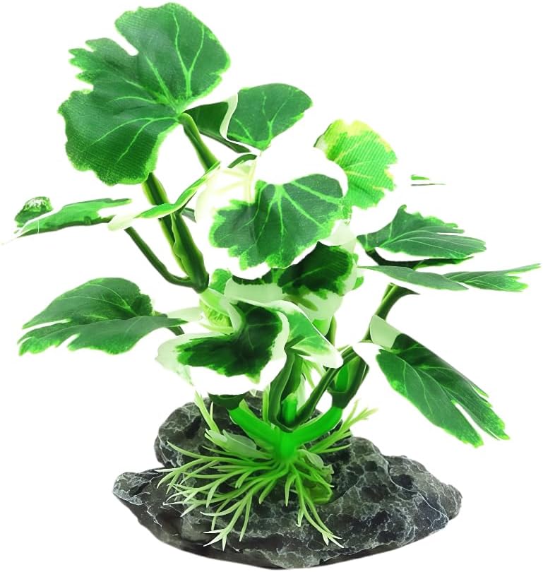 JGbaby Artificial Aquarium Plants,Fish Tank Decorations Betta Leaf Hammock 4in Realistic Silk & Plastic Plants, Hideout Decor for Betta. Goldfish,Reptiles,Small Tanks (Green Type-E)