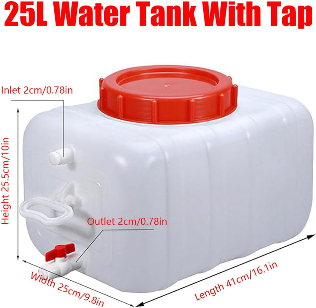 Water Storage Container Water Carrier 6/9/13/21/29/53 Gallon Large Capacity Water Tank with Faucet for Household and Outdoor Use - Portable and Durable Plastic Water Storage Cube(Size:6.6Gal/25L)