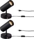 Aisilan 2 Pack LED Black Plug in Spotlight with On/Off Switch Uplight Spotlight Indoor Accent Ceiling Spot Light for Plant Background Wall Spotlight Warm White 12W CREE COB CRI 97, MS007A