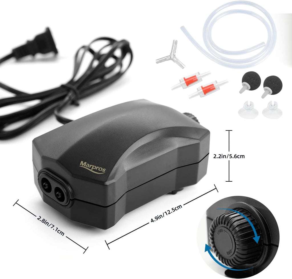 Aquarium Air Pump Single Outlet/Dual Outlet Adjustable Aerator with Accessories for 10-100 Gallon Fish Tank