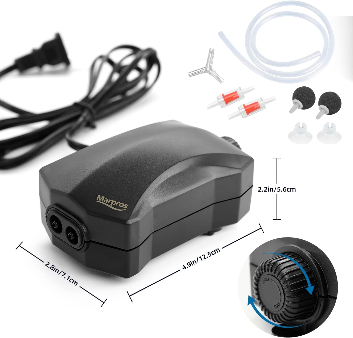Aquarium Air Pump Single Outlet/Dual Outlet Adjustable Aerator with Accessories for 10-100 Gallon Fish Tank