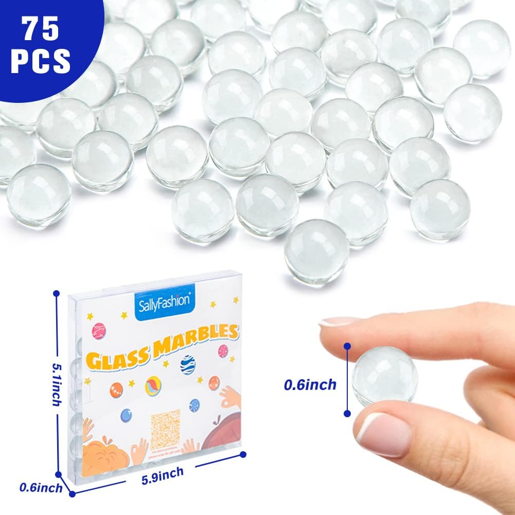 SallyFashion 75PCS Glass Marbles for Vases, Clear Marbles for Vase Fillers, Marble Run Toys, DIY Home Decorative