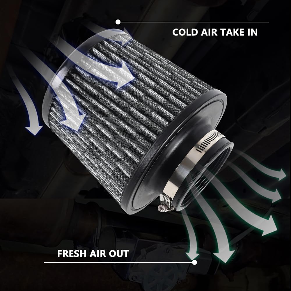 muge racing Universal 3 Inch 76mm Air Intake Filter Replacement Cone Air Filters Quality Dry Air Filter